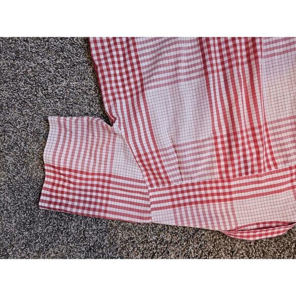 womens Vtg blouse collar red white plaid short sleeve button up western country - Picture 6 of 11